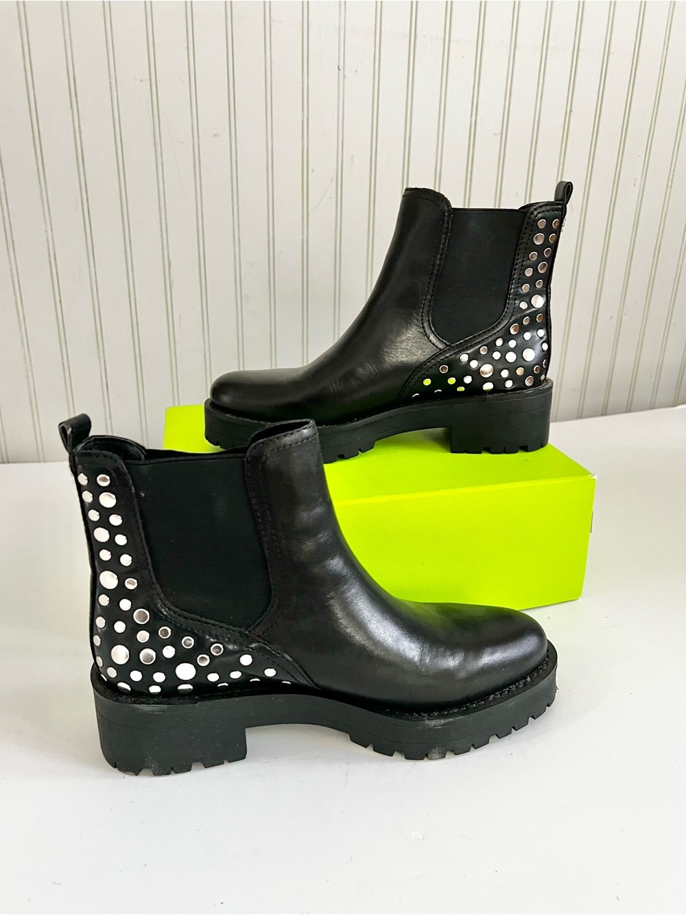 Sam Edelman Jalyn Studded Lug Sole Ankle Boots Black